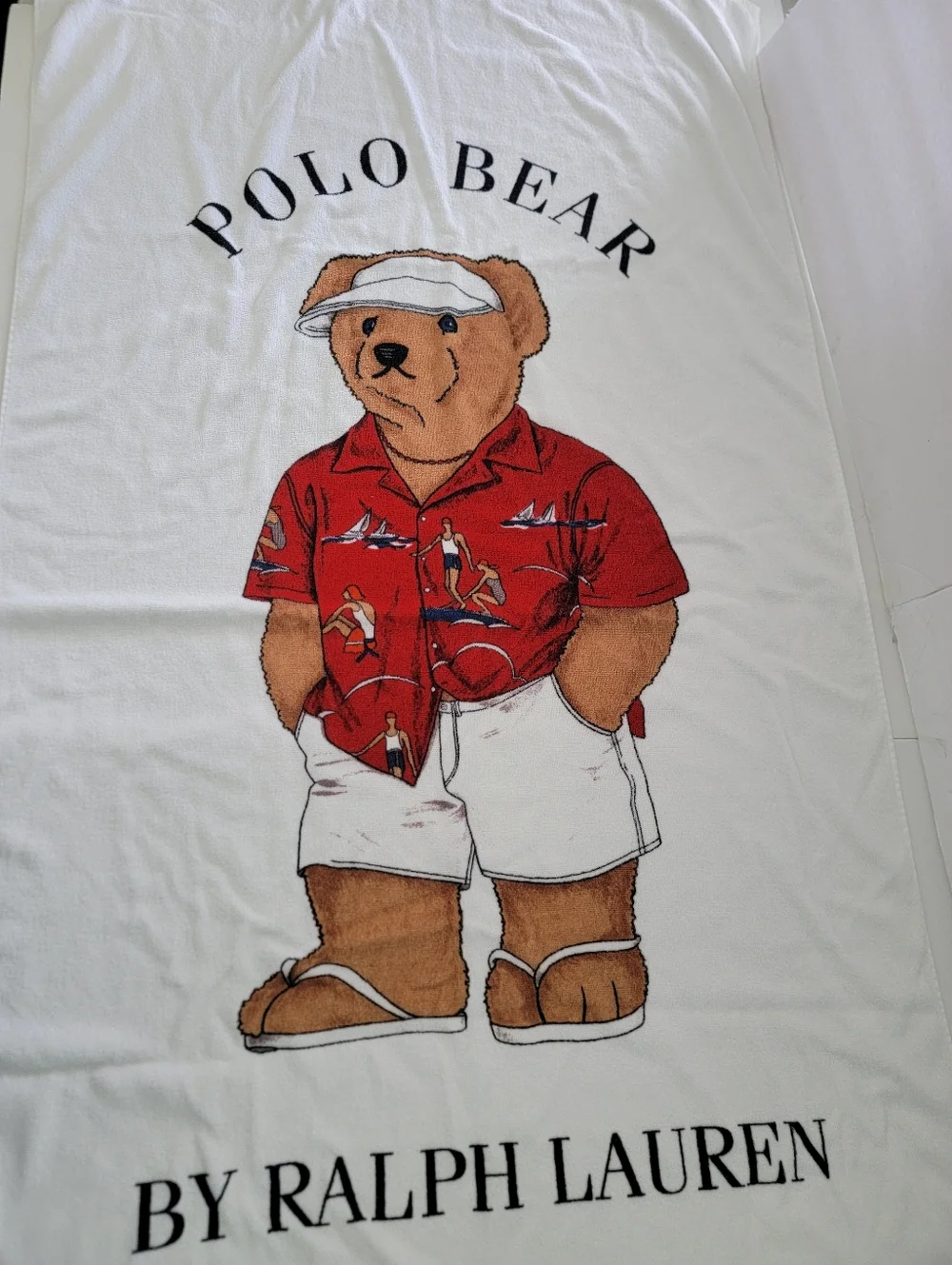 Ralph Lauren White Polo Bear Graphic Extra Large Towel